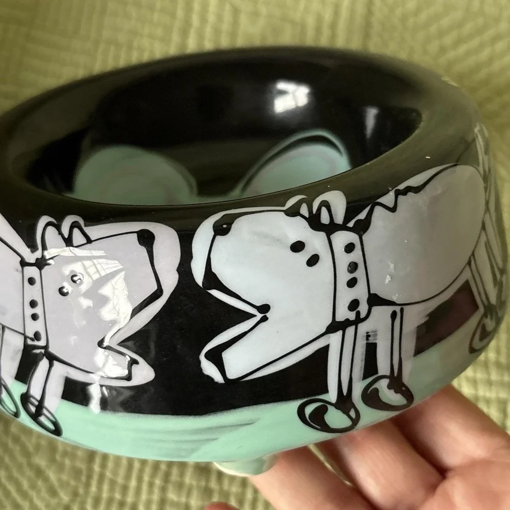Boutique Hand Painted Ceramic Dog/cat Bowl 5.5